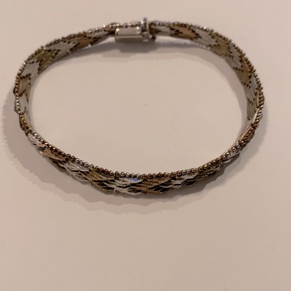 Gold Silver Woven Chevron Bracelet 7” Jewelry - Picture 8 of 11